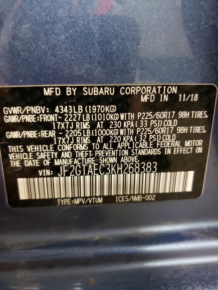 Photo 10 from auction – 2019 SUBARU CROSSTREK with VIN JF2GTAEC3KH268383