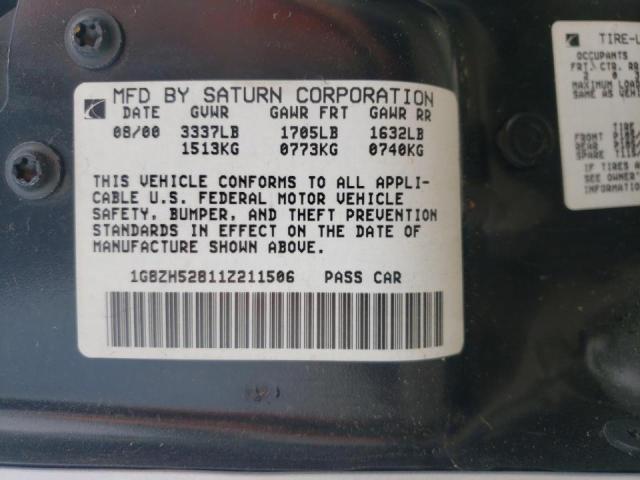 Photo 10 from auction – 2001 SATURN SL1 with VIN 1G8ZH52811Z211506