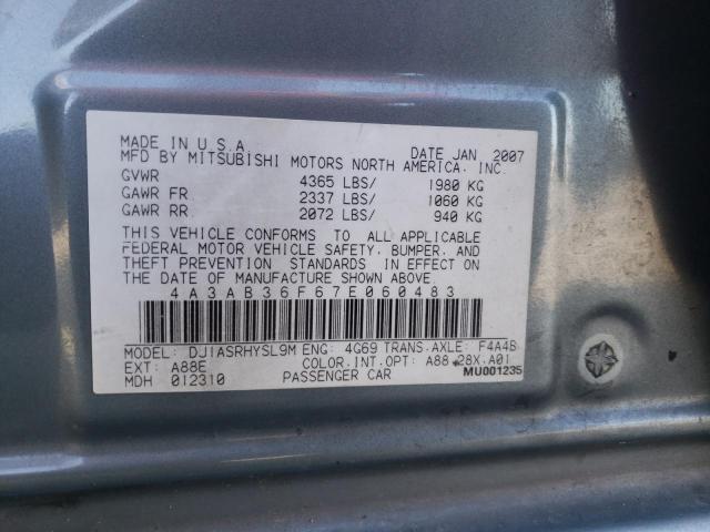 Photo 10 from auction – 2007 MITSUBISHI GALANT ES with VIN 4A3AB36F67E060483