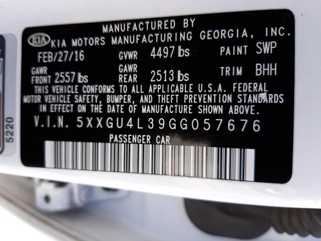 Photo 10 from auction – 2016 KIA OPTIMA EX with VIN 5XXGU4L39GG057676