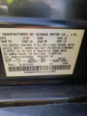 Photo 10 from auction – 2005 NISSAN MAXIMA SE with VIN 1N4BA41E35C822066