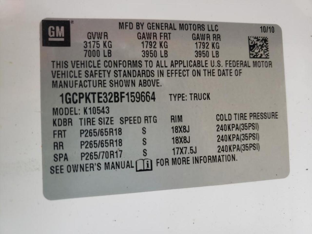 Photo 10 from auction – 2011 CHEVROLET SILVERADO with VIN 1GCPKTE32BF159664