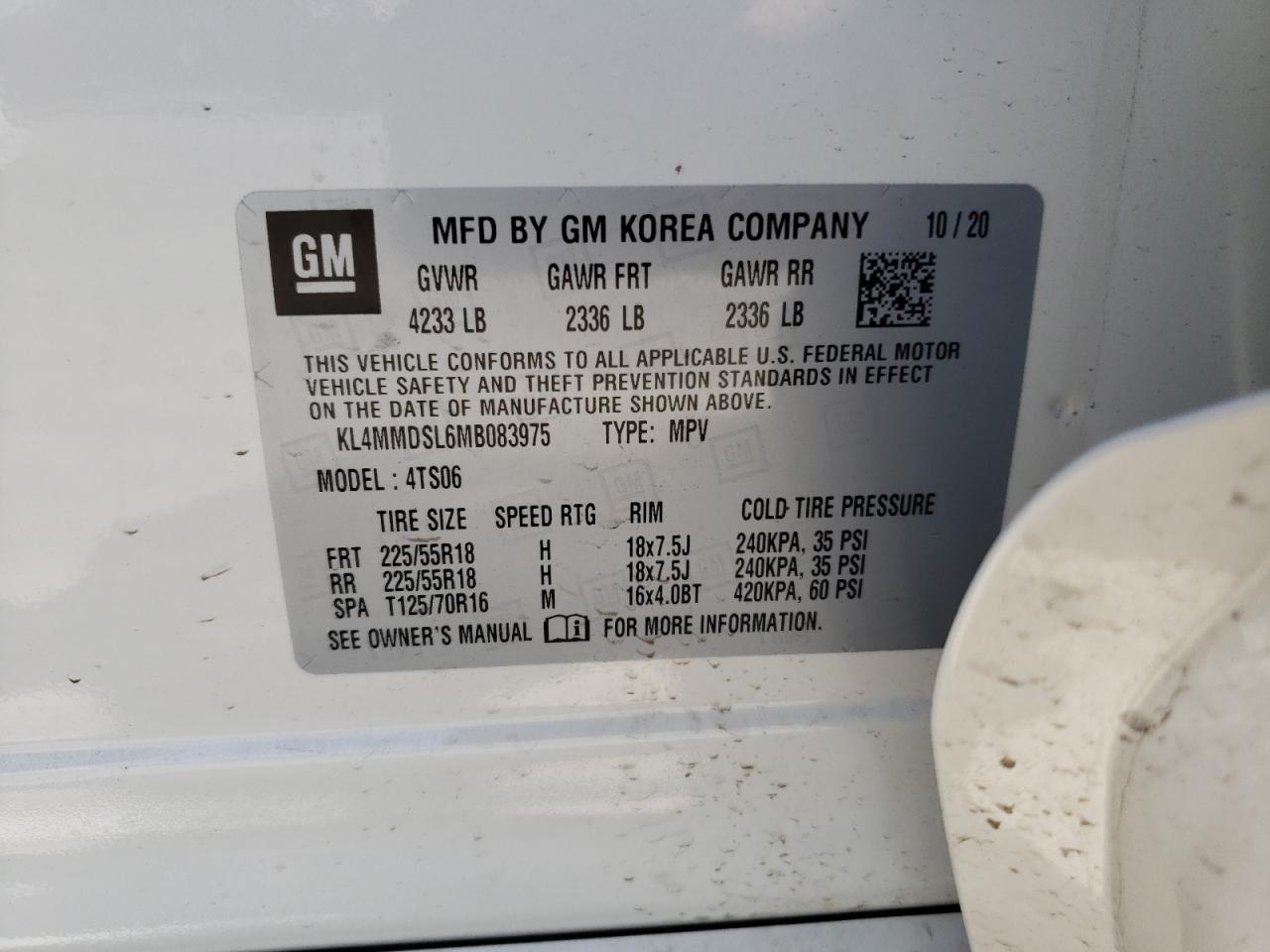 Photo 10 from auction – 2021 BUICK ENCORE GX with VIN KL4MMDSL6MB083975