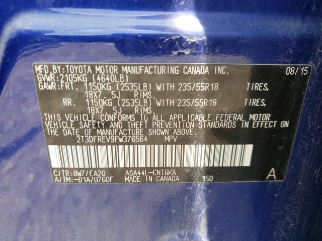 Photo 10 from auction – 2015 TOYOTA RAV4 LIMIT with VIN 2T3DFREV9FW376564