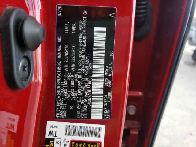 Photo 10 from auction – 2020 TOYOTA HIGHLANDER with VIN 5TDHZRAH8LS510390