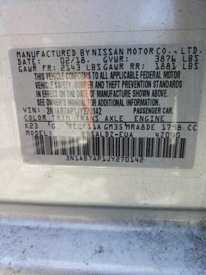 Photo 10 from auction – 2018 NISSAN SENTRA S with VIN 3N1AB7AP1JY270142