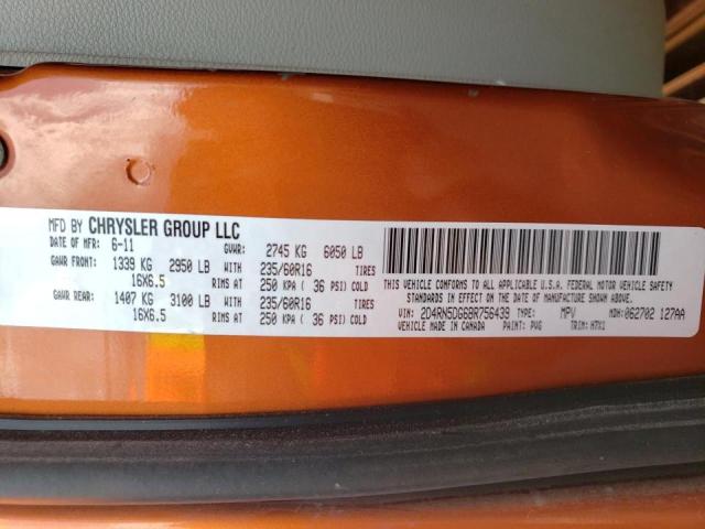 Photo 10 from auction – 2011 DODGE GRAND CARA with VIN 2D4RN5DG6BR756439