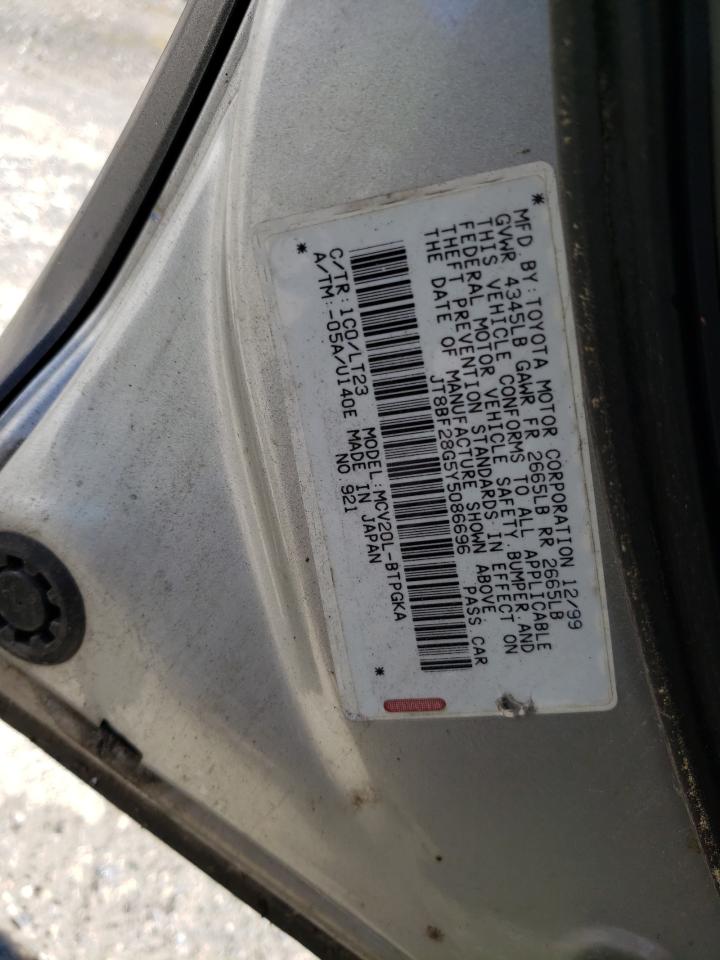 Photo 10 from auction – 2000 LEXUS ES 300 with VIN JT8BF28G5Y5086696