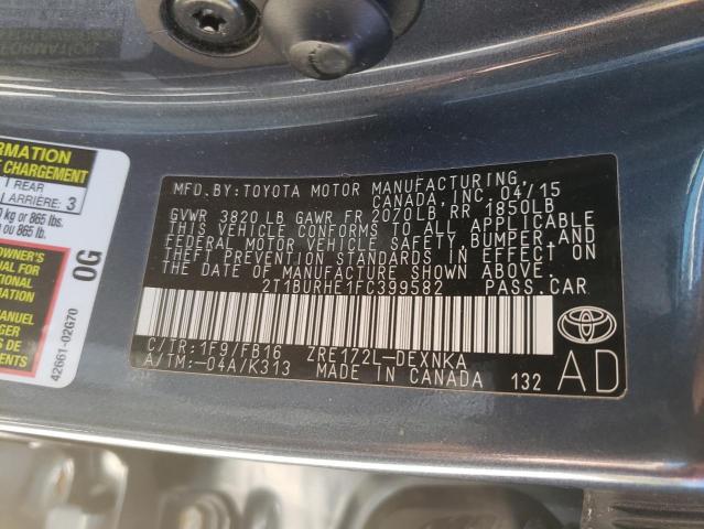 Photo 10 from auction – 2015 TOYOTA COROLLA L with VIN 2T1BURHE1FC399582