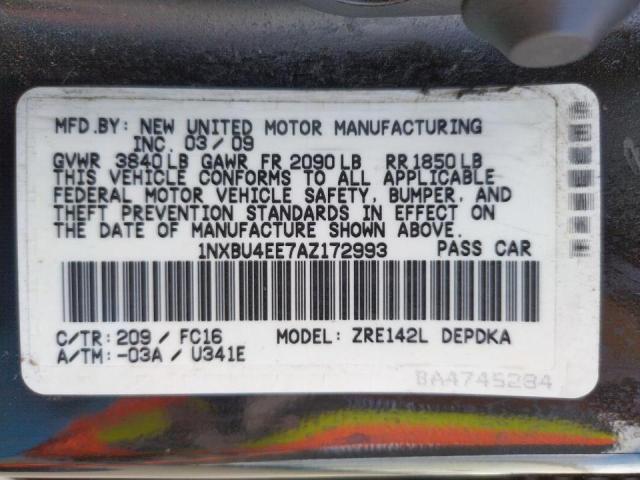 Photo 10 from auction – 2010 TOYOTA COROLLA BA with VIN 1NXBU4EE7AZ172993