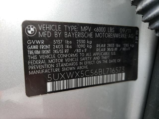Photo 10 from auction – 2011 BMW X3 XDRIVE2 with VIN 5UXWX5C56BL716573