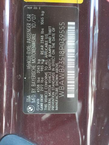Photo 10 from auction – 2008 BMW 335 I with VIN WBAWB73518P039555