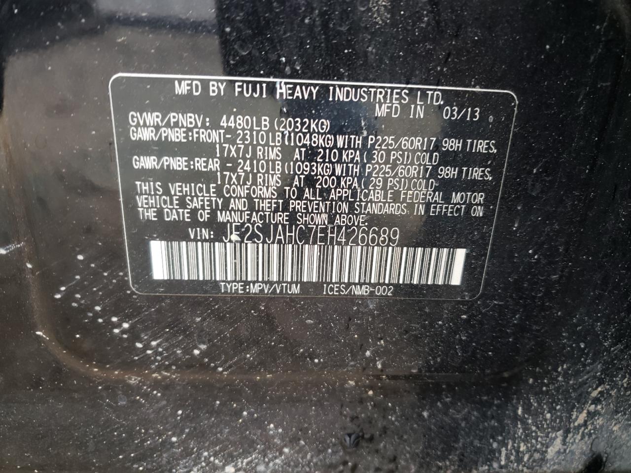 Photo 10 from auction – 2014 SUBARU FORESTER 2 with VIN JF2SJAHC7EH426689
