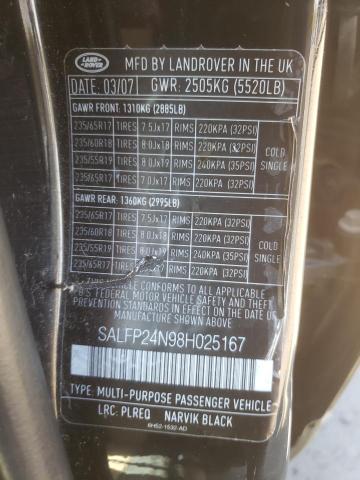 Photo 10 from auction – 2008 LAND ROVER LR2 SE with VIN SALFP24N98H025167
