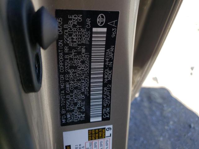 Photo 10 from auction – 2005 TOYOTA PRIUS with VIN JTDKB22U153065931