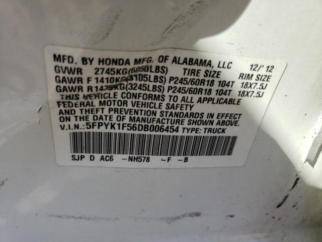 Photo 10 from auction – 2013 HONDA RIDGELINE with VIN 5FPYK1F56DB006454