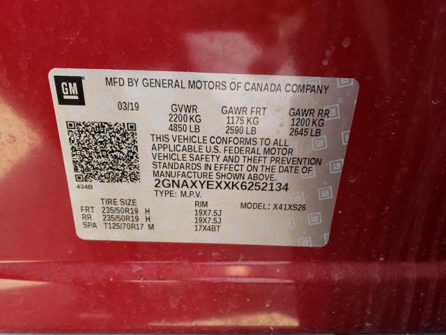 Photo 10 from auction – 2019 CHEVROLET EQUINOX PR with VIN 2GNAXYEXXK6252134