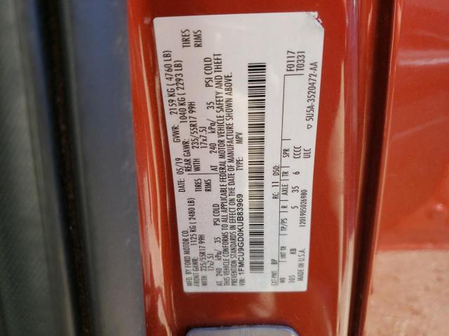 Photo 10 from auction – 2019 FORD ESCAPE SE with VIN 1FMCU9GD0KUB83969