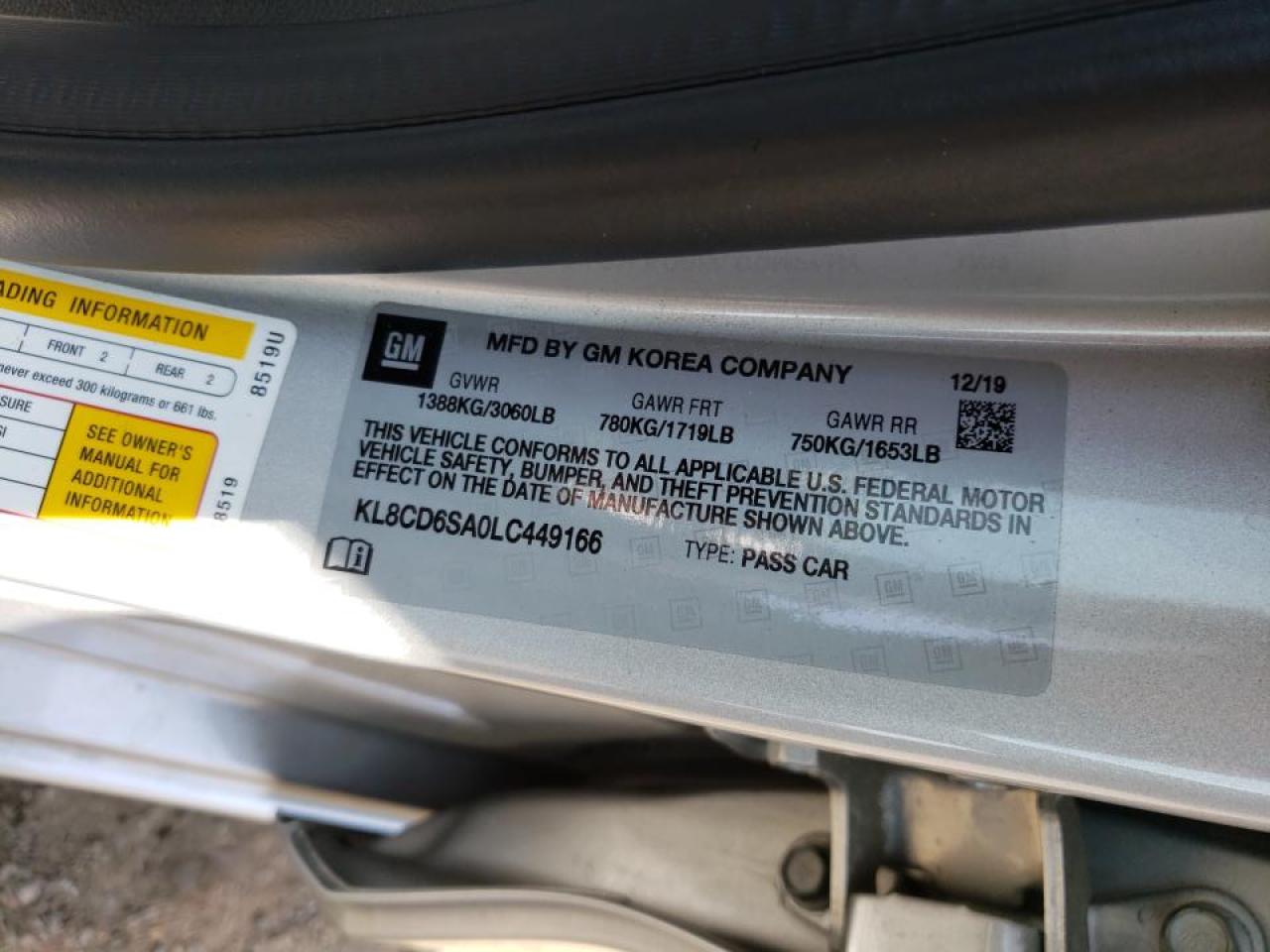 Photo 10 from auction – 2020 CHEVROLET 1500 SUB I with VIN KL8CD6SA0LC449166