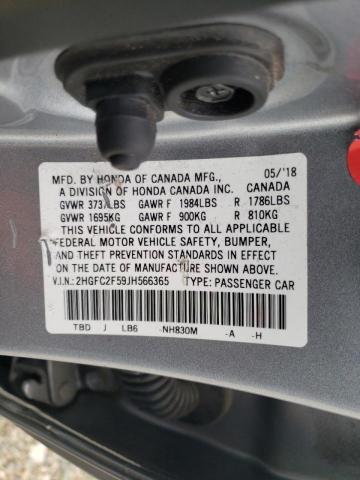 Photo 10 from auction – 2018 HONDA CIVIC LX with VIN 2HGFC2F59JH566365