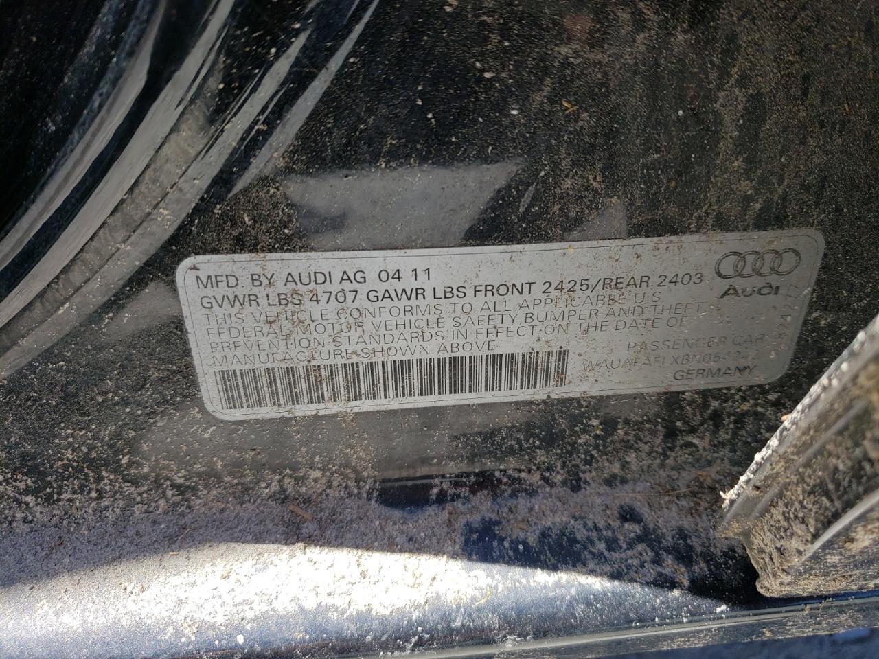 Photo 10 from auction – 2011 AUDI A4 PREMIUM with VIN WAUAFAFLXBN054242