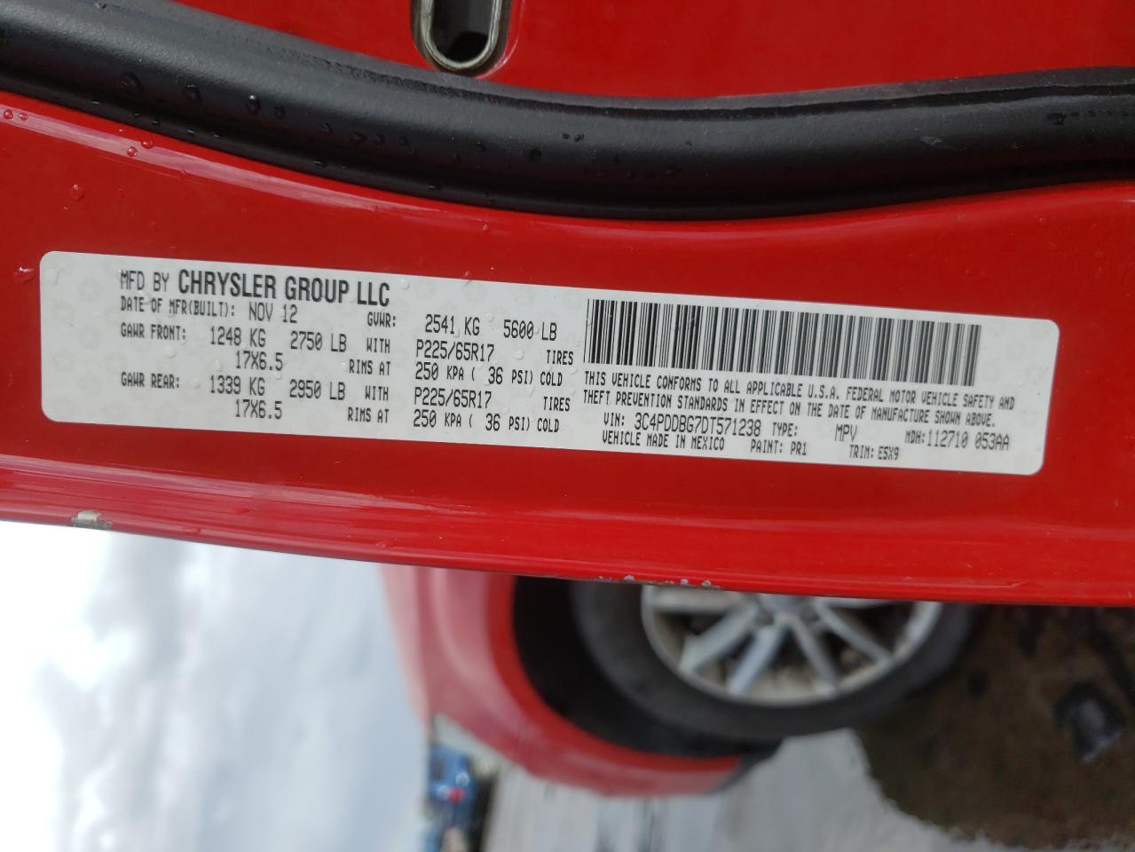 Photo 10 from auction – 2013 DODGE JOURNEY SX with VIN 3C4PDDBG7DT571238