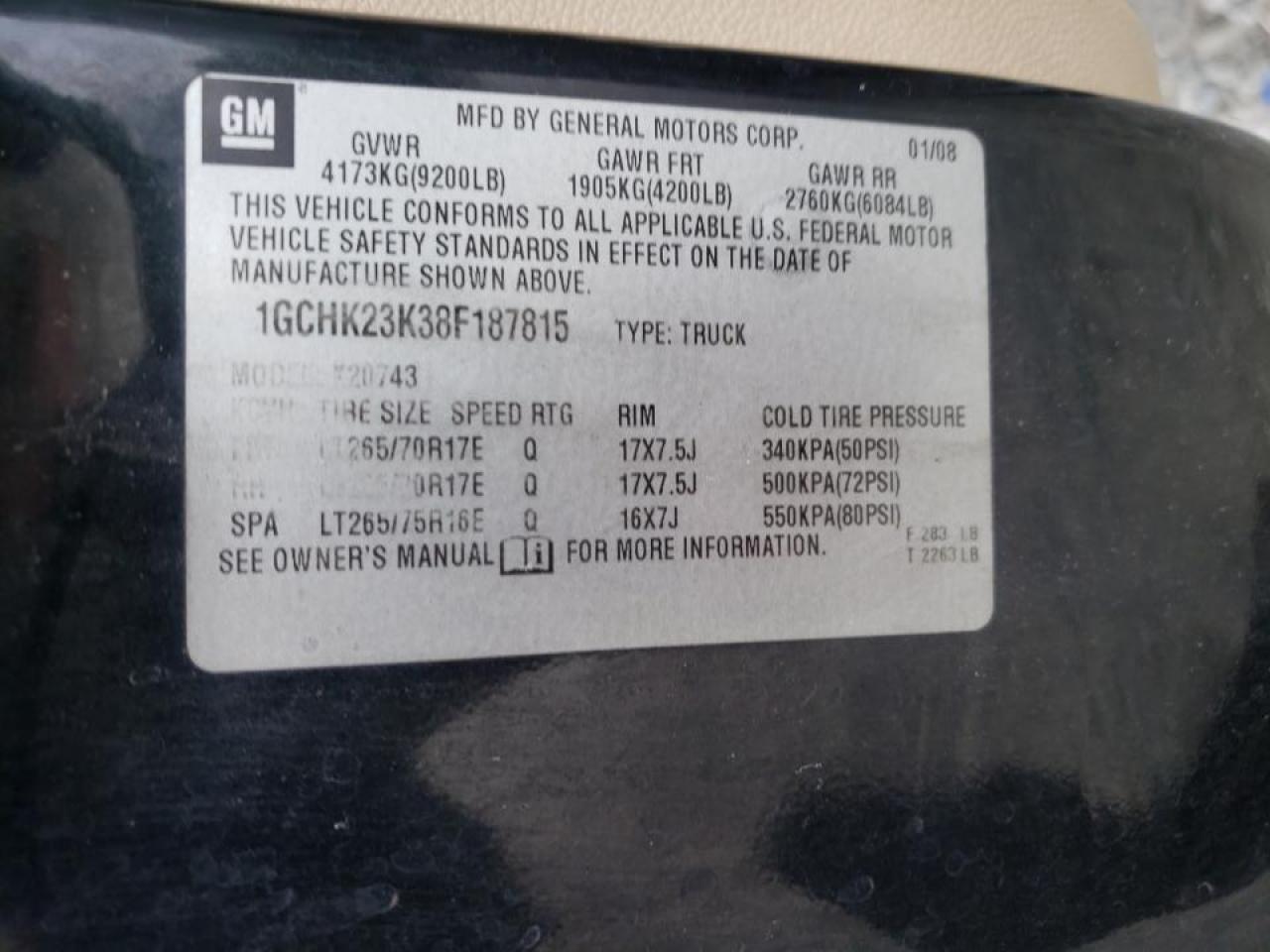 Photo 10 from auction – 2008 CHEVROLET SILVERADO with VIN 1GCHK23K38F187815
