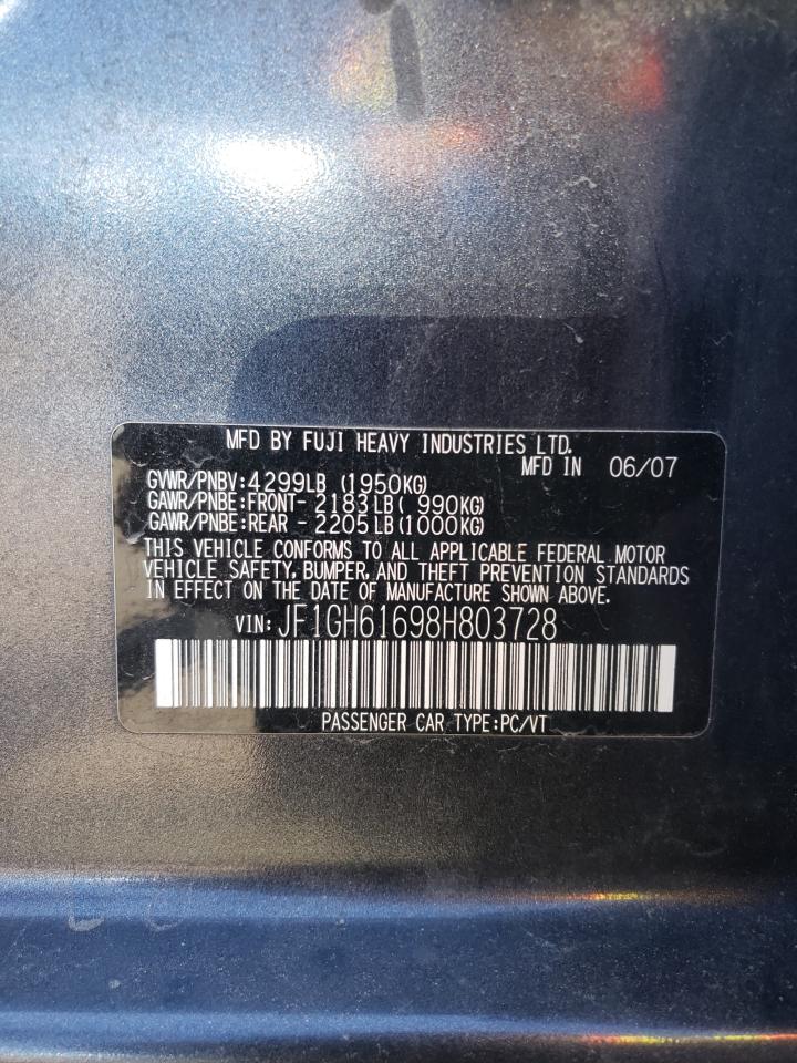 Photo 10 from auction – 2008 SUBARU IMPREZA 2. with VIN JF1GH61698H803728
