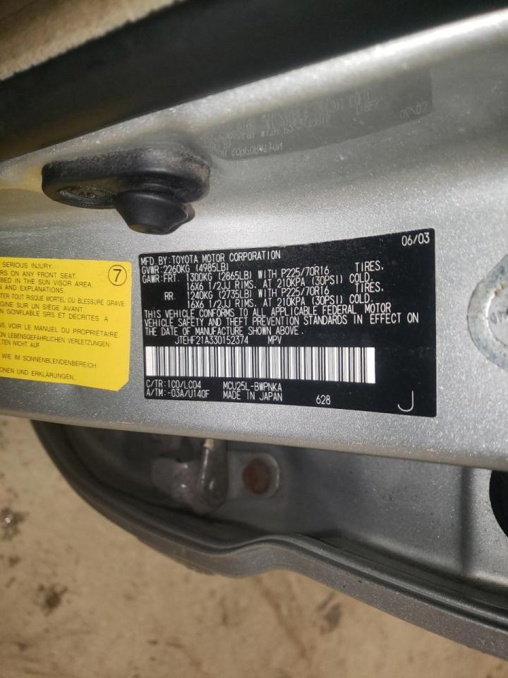 Photo 10 from auction – 2003 TOYOTA HIGHLANDER with VIN JTEHF21A330152374