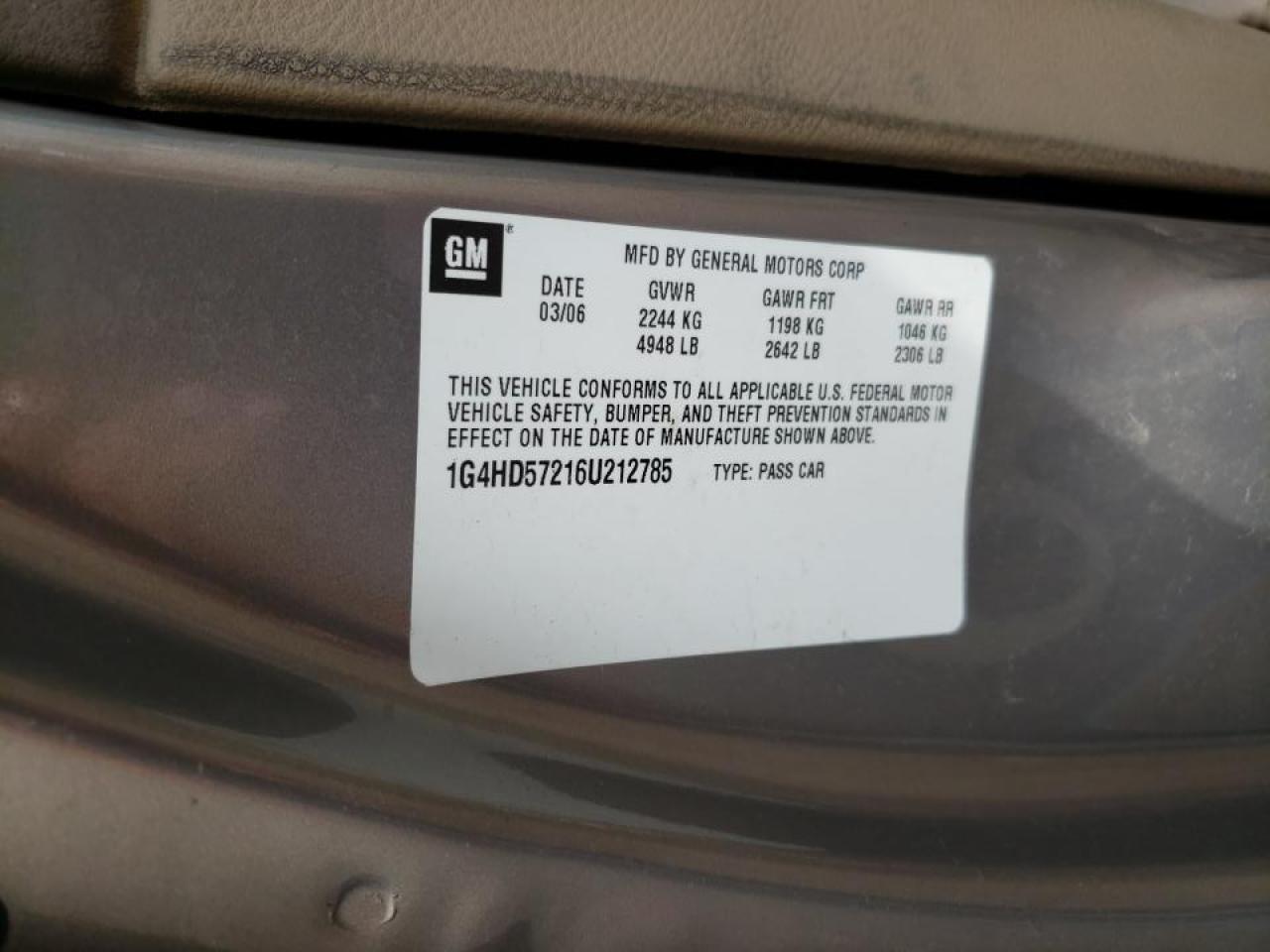 Photo 10 from auction – 2006 BUICK LUCERNE CX with VIN 1G4HD57216U212785