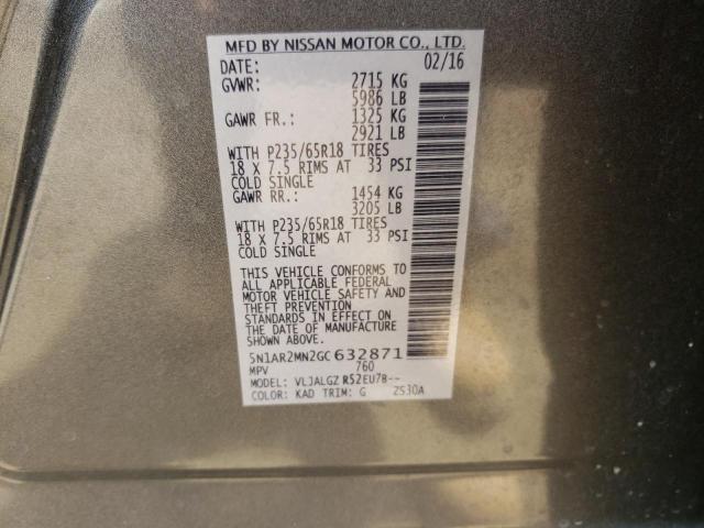 Photo 10 from auction – 2016 NISSAN PATHFINDER with VIN 5N1AR2MN2GC632871