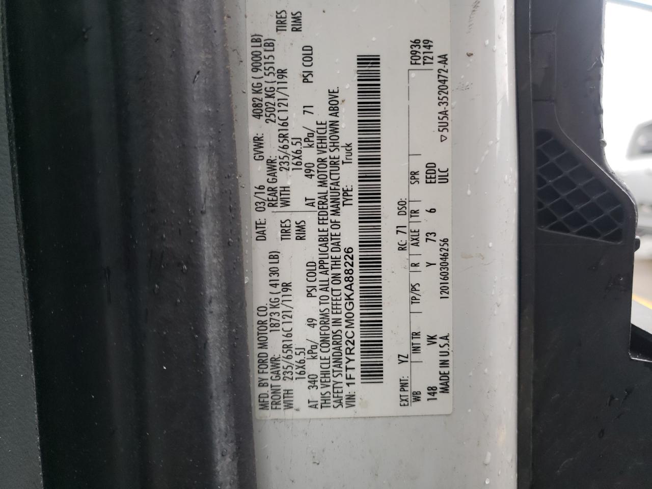 Photo 10 from auction – 2016 FORD TRANSIT T- with VIN 1FTYR2CM0GKA88226