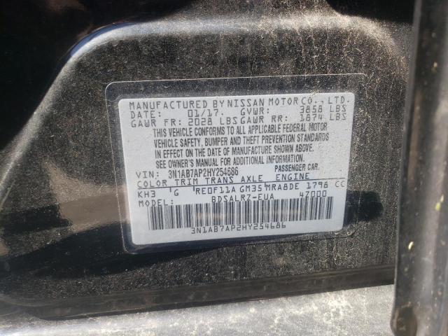 Photo 10 from auction – 2017 NISSAN SENTRA S with VIN 3N1AB7AP2HY254686