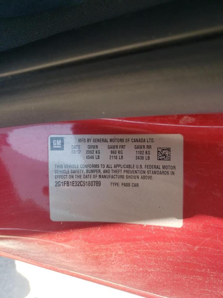 Photo 10 from auction – 2012 CHEVROLET CAMARO LT with VIN 2G1FB1E32C9180789
