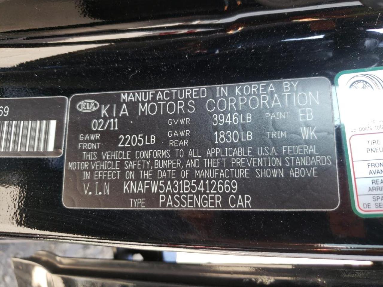 Photo 10 from auction – 2011 KIA FORTE SX with VIN KNAFW5A31B5412669