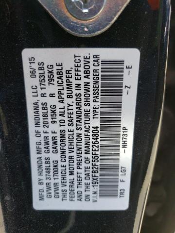 Photo 10 from auction – 2015 HONDA CIVIC LX with VIN 19XFB2F55FE264804