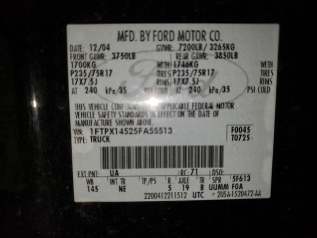 Photo 10 from auction – 2005 FORD F150 with VIN 1FTPX14525FA55513