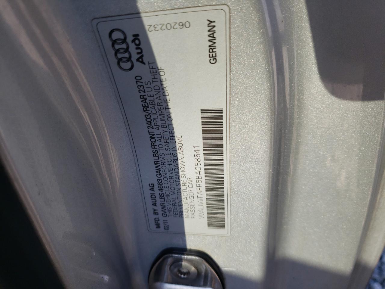 Photo 10 from auction – 2011 AUDI A5 PRESTIG with VIN WAUWFAFR5BA058541