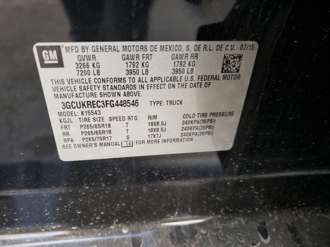 Photo 10 from auction – 2015 CHEVROLET SILVERADO with VIN 3GCUKREC3FG448546