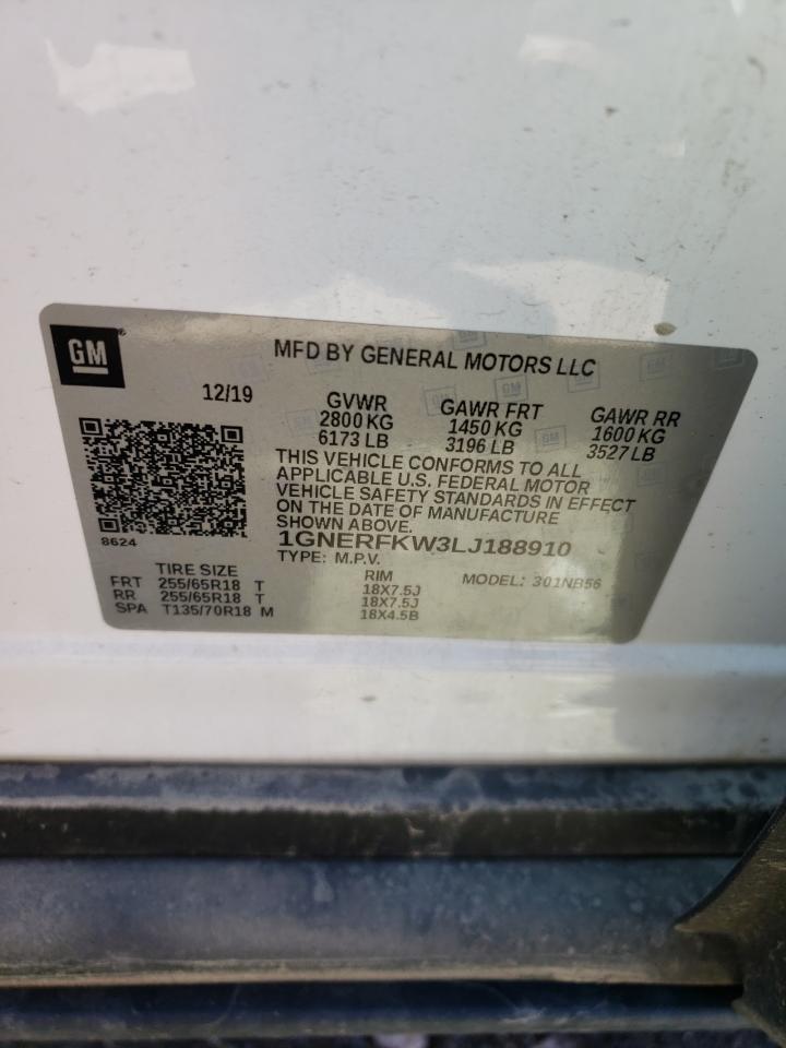 Photo 10 from auction – 2020 CHEVROLET TRAVERSE L with VIN 1GNERFKW3LJ188910