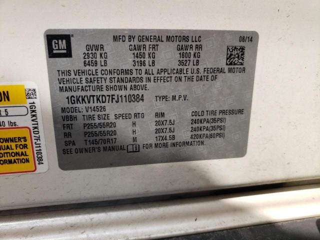 Photo 10 from auction – 2015 GMC ACADIA DEN with VIN 1GKKVTKD7FJ110384