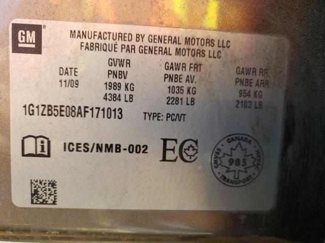 Photo 10 from auction – 2010 CHEVROLET MALIBU LS with VIN 1G1ZB5E08AF171013