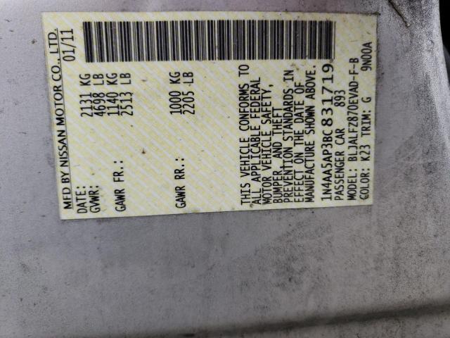 Photo 10 from auction – 2011 NISSAN MAXIMA S with VIN 1N4AA5AP3BC831719