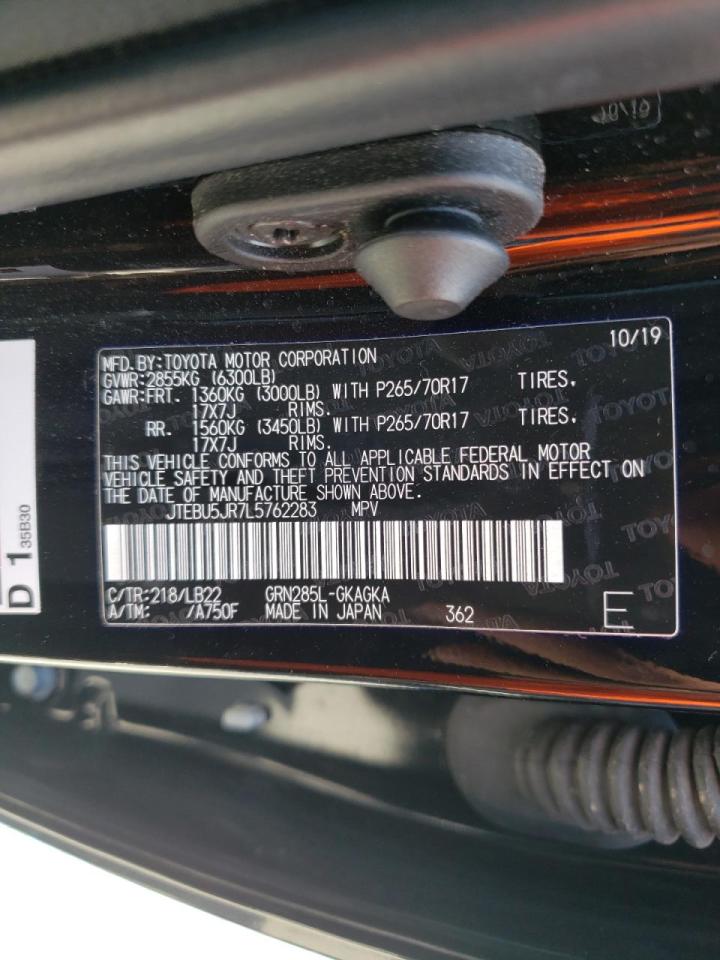 Photo 10 from auction – 2020 TOYOTA 4RUNNER SR with VIN JTEBU5JR7L5762283