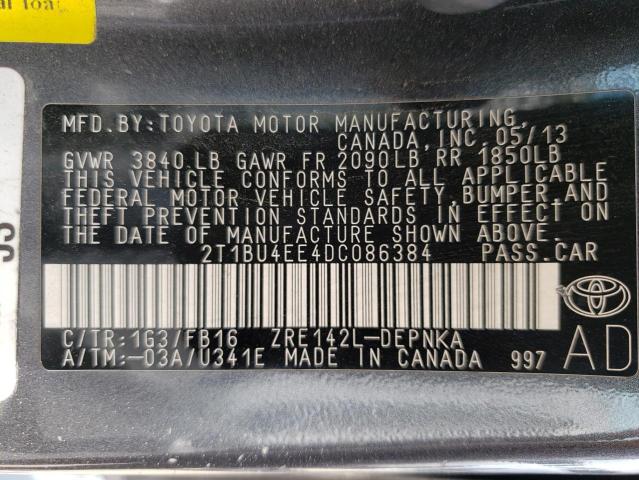 Photo 10 from auction – 2013 TOYOTA COROLLA with VIN 2T1BU4EE4DC086384