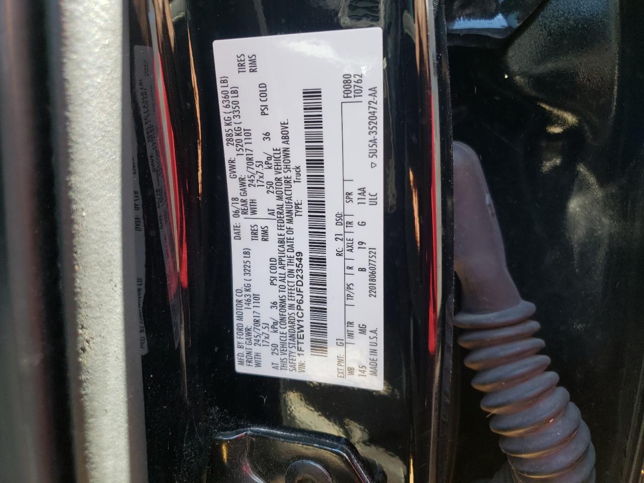 Photo 10 from auction – 2018 FORD F150 SUPER with VIN 1FTEW1CP6JFD23549