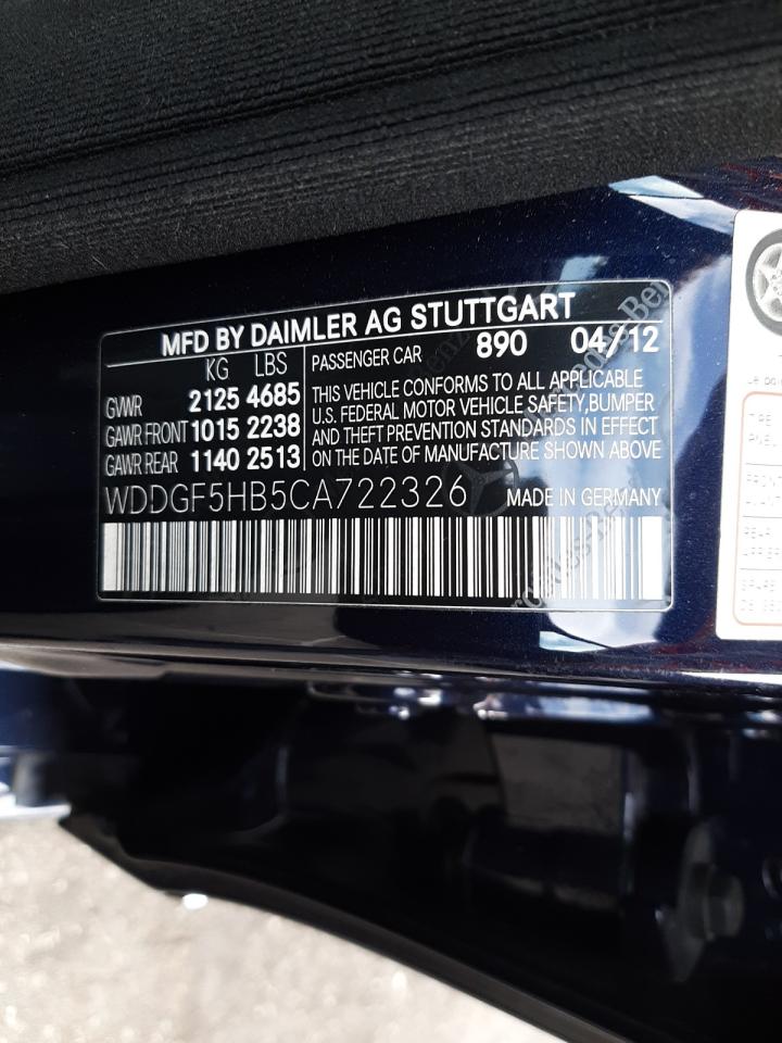 Photo 10 from auction – 2012 MERCEDES-BENZ C 350 with VIN WDDGF5HB5CA722326