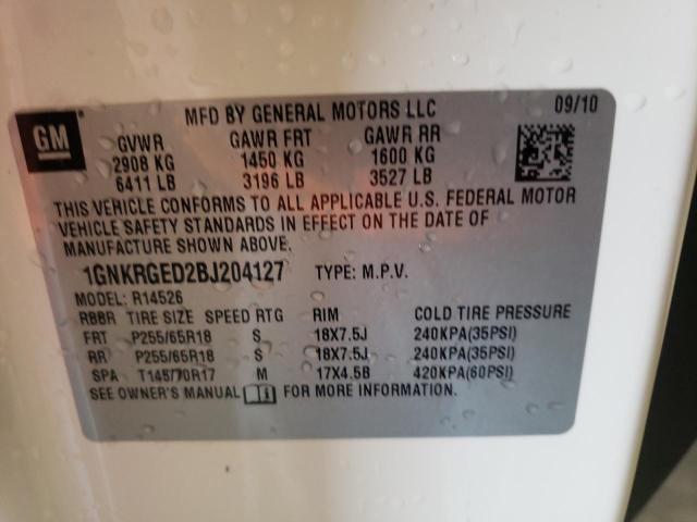 Photo 10 from auction – 2011 CHEVROLET TRAVERSE L with VIN 1GNKRGED2BJ204127