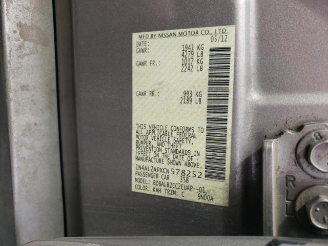 Photo 10 from auction – 2012 NISSAN ALTIMA BAS with VIN 1N4AL2APXCN578252