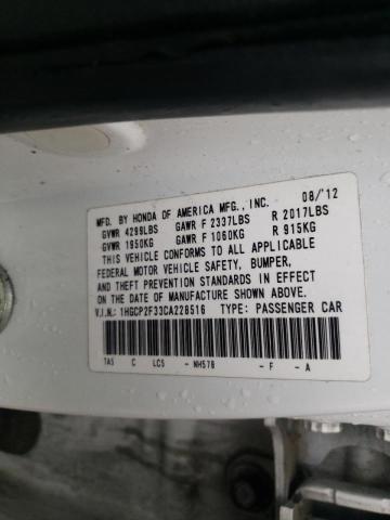 Photo 10 from auction – 2012 HONDA ACCORD LX with VIN 1HGCP2F33CA228516